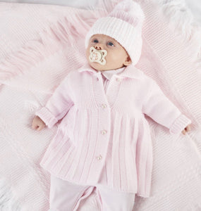 Dandelion Girls Pink Knitted Pleated Baby coat