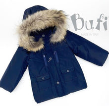 Load image into Gallery viewer, Bufi Navy Padded Hooded Coat
